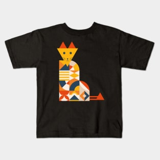 Geometric Colorful Cat Kids T-Shirt